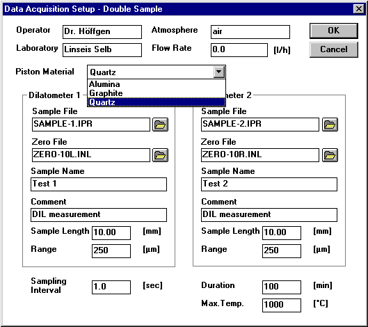 Documentation set-up menu